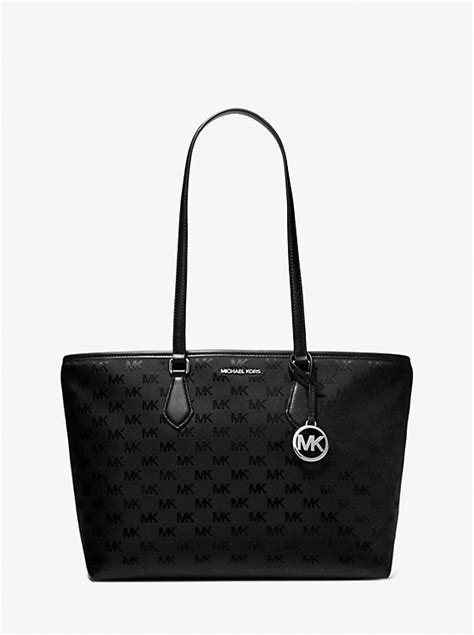 michael kors sheila large|Sheila Large Woven Logo Nylon Tote Bag .